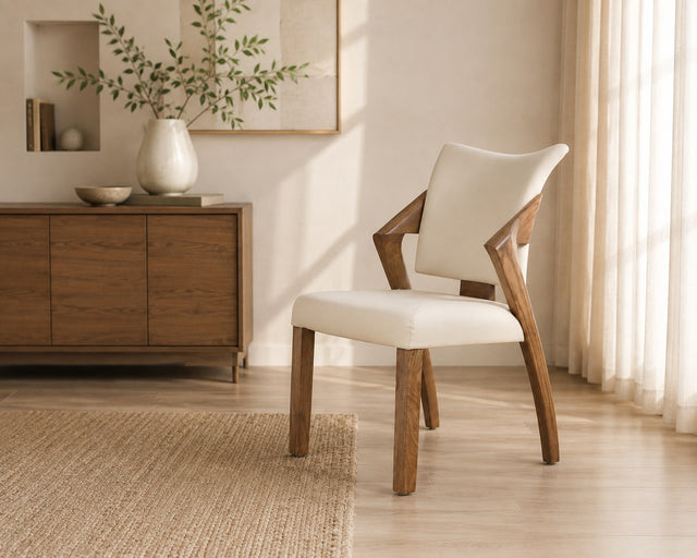 Marlow accent chair in cream, shown in a styled room