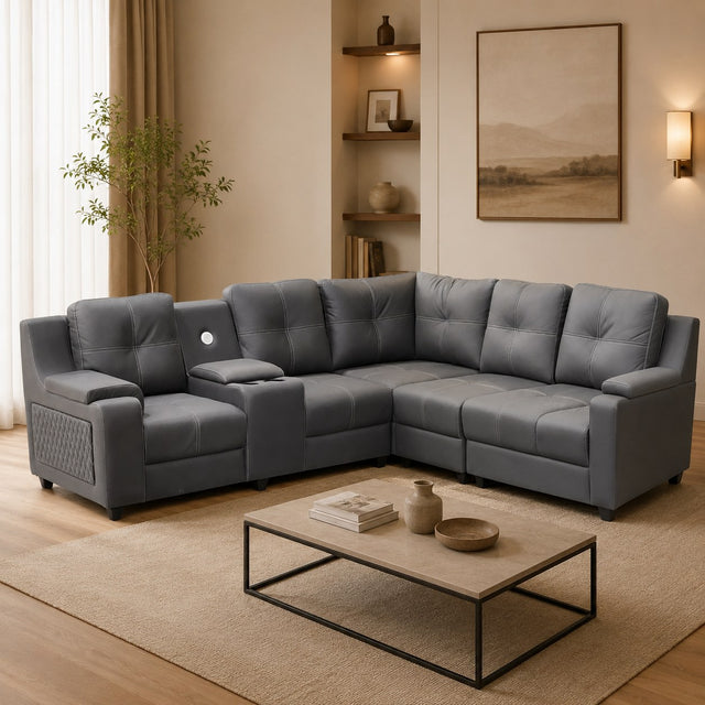Oslo sofa in charcoal grey, shown in a styled room