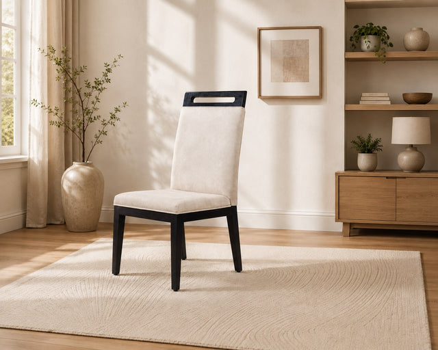 Eclipse dining chair in ivory, shown in a styled room