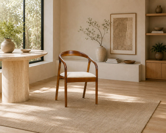 Luna dining chair in ivory, shown in a styled room