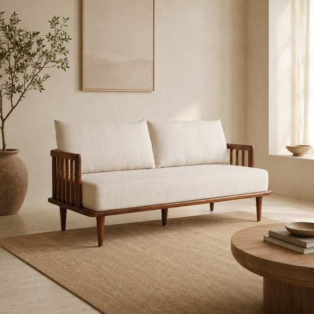 Malmo sofa in cream, shown in a styled room