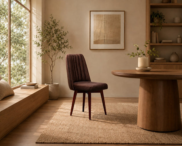 Bruno dining chair in chocolate brown, shown in a styled room