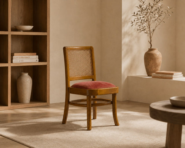 Caneva dining chair in terracotta, shown in a styled room