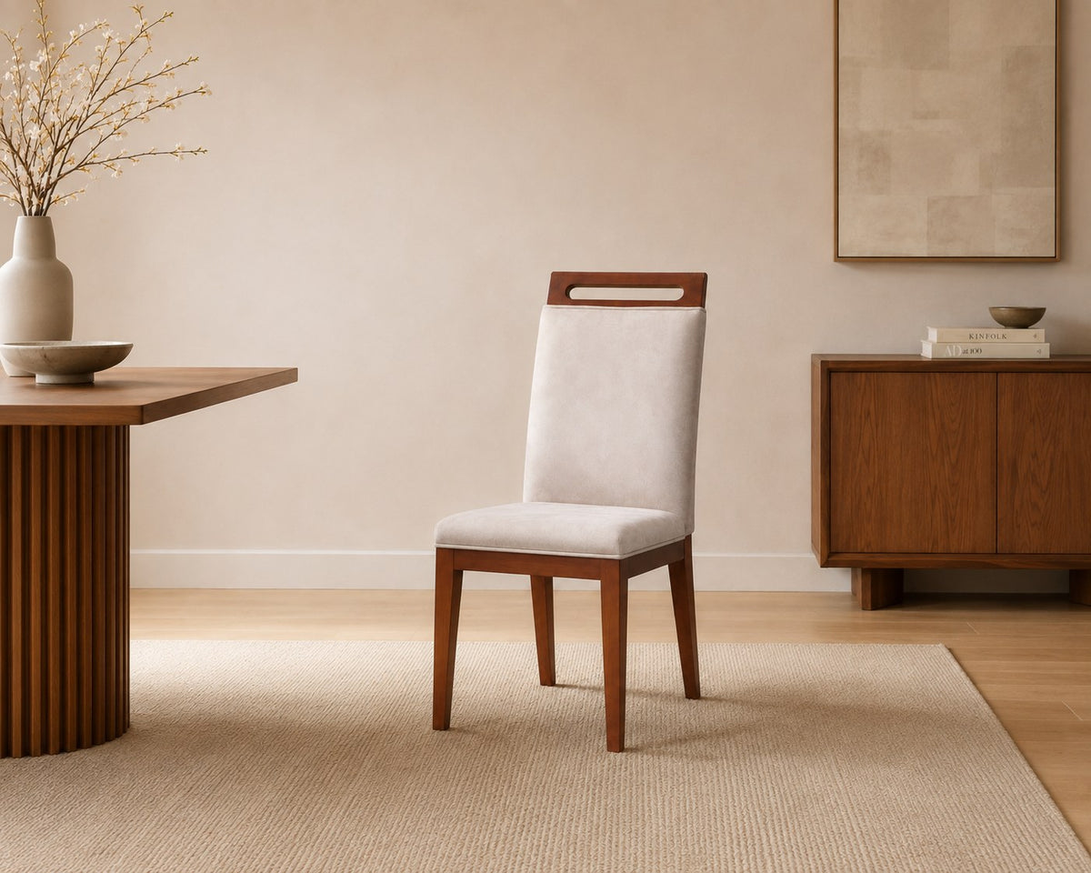 Aspen dining chair in cream, shown in a styled room